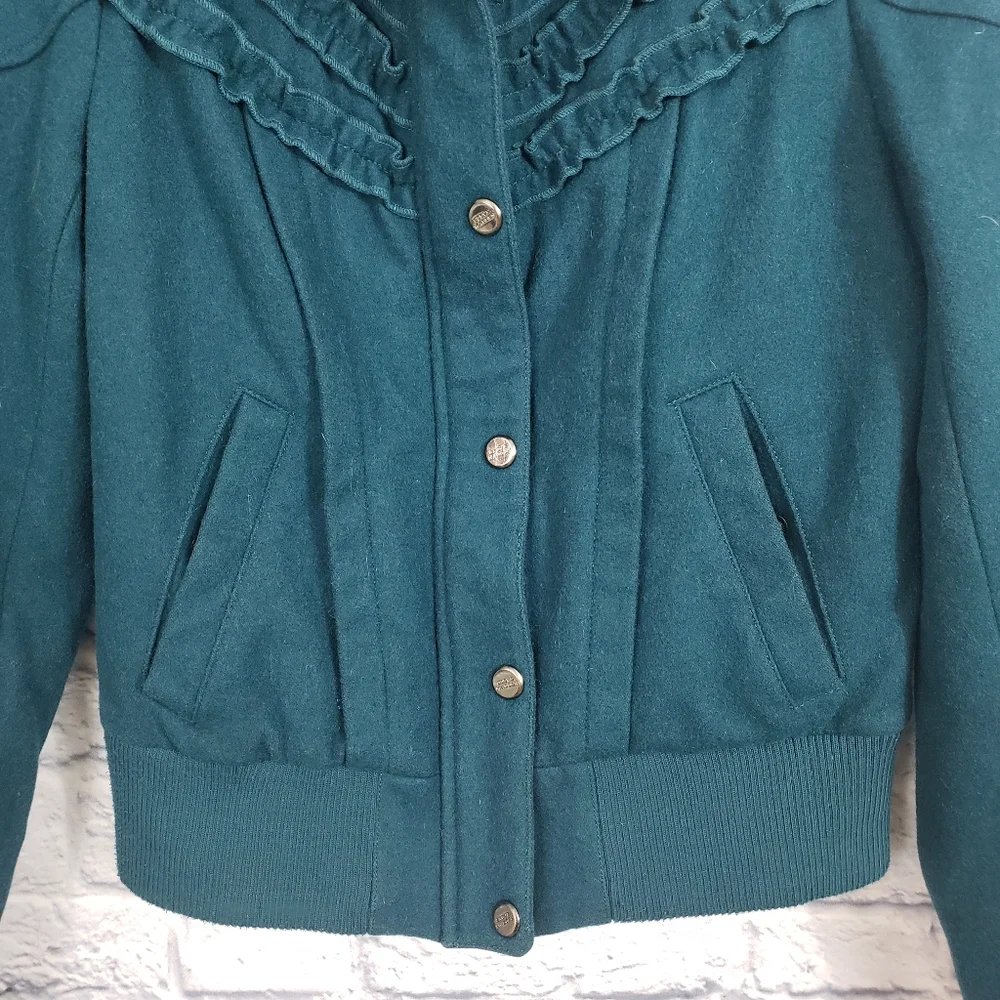 Steve Madden Teal wool blend bomber jacket - Picture 4 of 7
